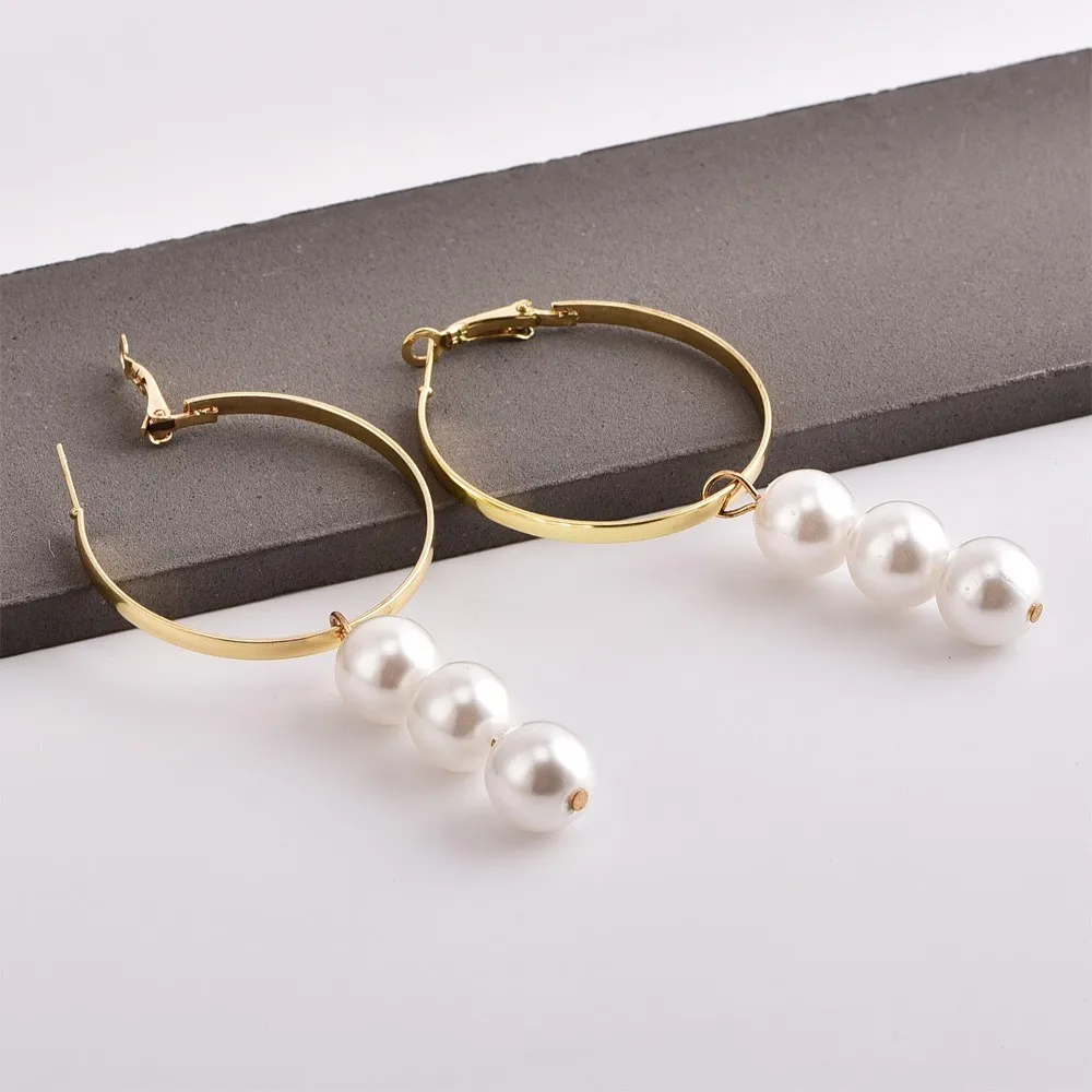 Серьги с большим искусственным жемчугом длинная Жемчужная Нить серьги для