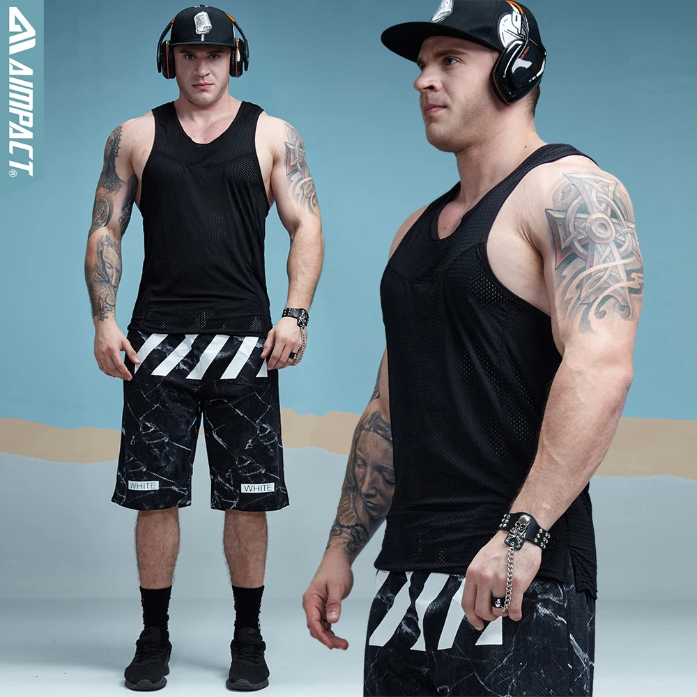 Aimpact Бодибилдинг сетки мужская майка Фитнес борцовка Костюмы Vigor спортивные тренировки Low Cut рука отверстие Activewear RF13