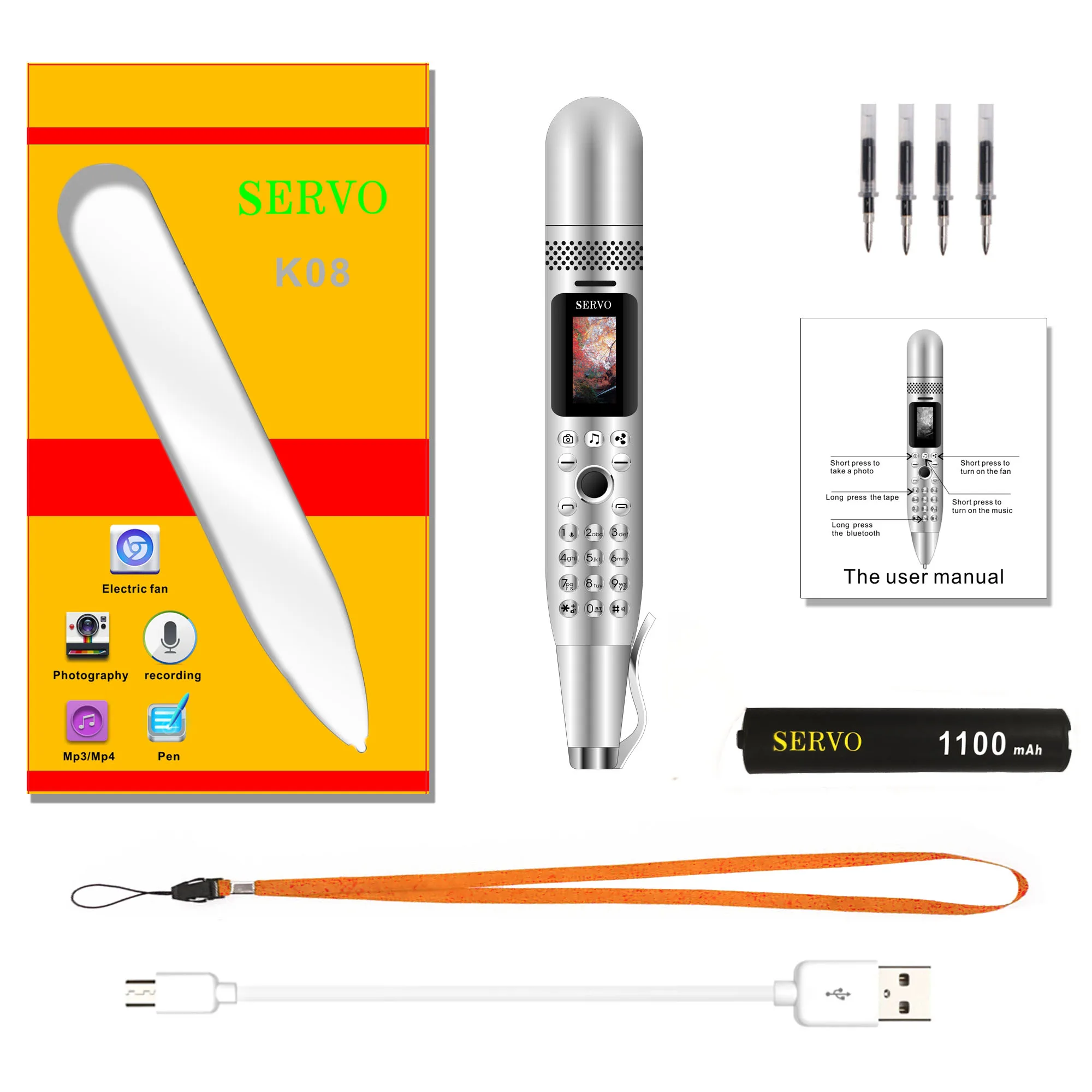Электрический вентилятор мобильный телефон SERVO K08 0 96 &quotкрошечный экран GSM Dual SIM