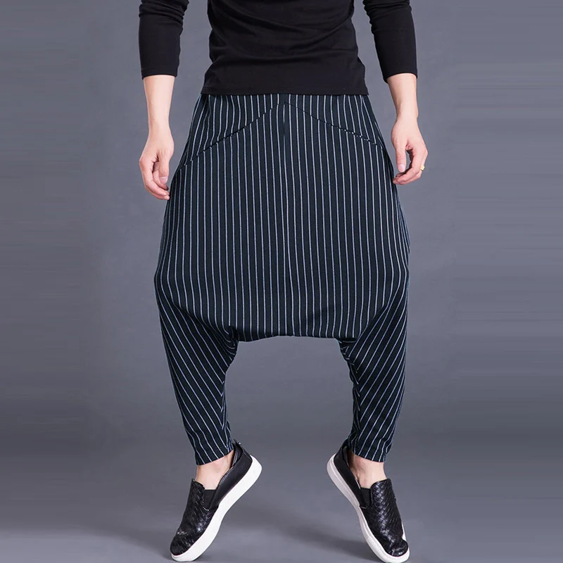 INCERUN/шаровары для мужчин; хип-хоп; 5XL; брюки с перекрещивающимся швом; полосатые спортивные брюки с карманами; мешковатые модные брюки; Hombre Pantalon