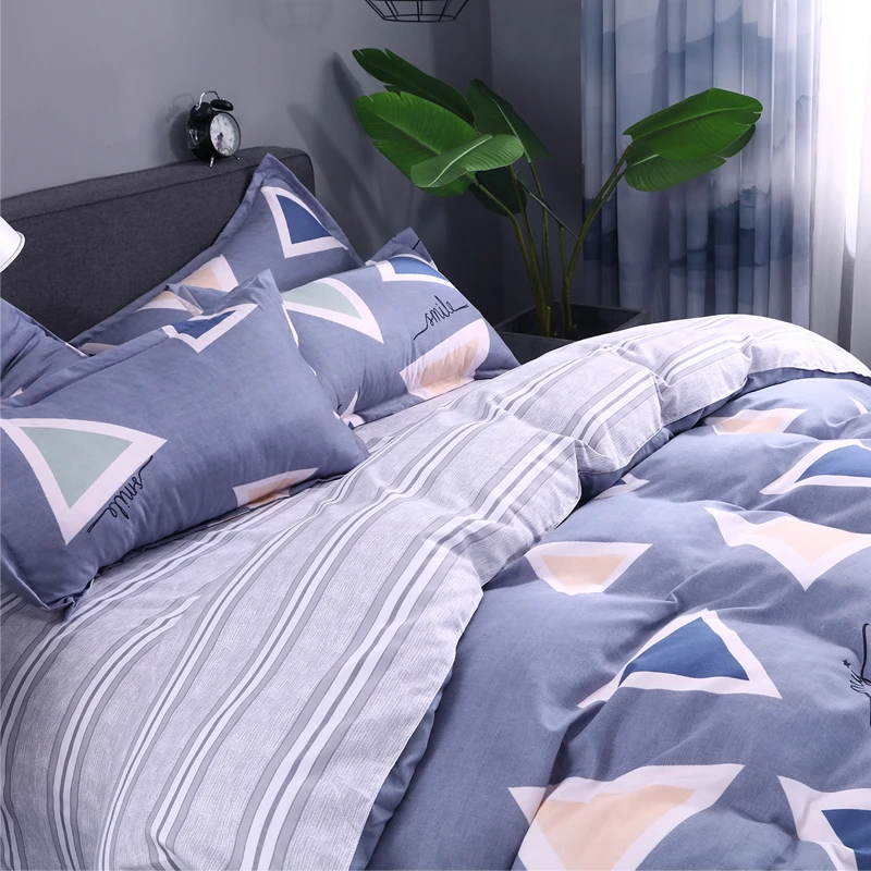 Постельного белья синий Треугольники узор полиэстер комплект тканей реактивной