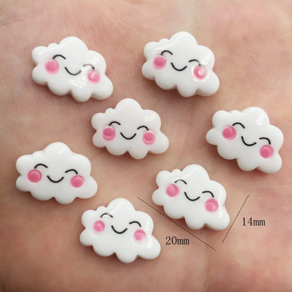 Смола Kawaii Smile белые облака плоская спина кабошон камень миниатюрный DIY скрапбук