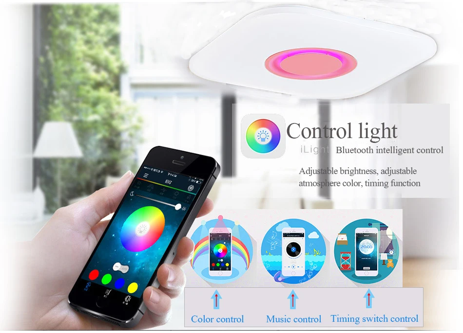 Музыкальный потолочный светильник с Bluetooth динамик современная люстра RGB Изменение цвета 24 Вт домашний plafonnier светодиодный свет Deckenleuchte
