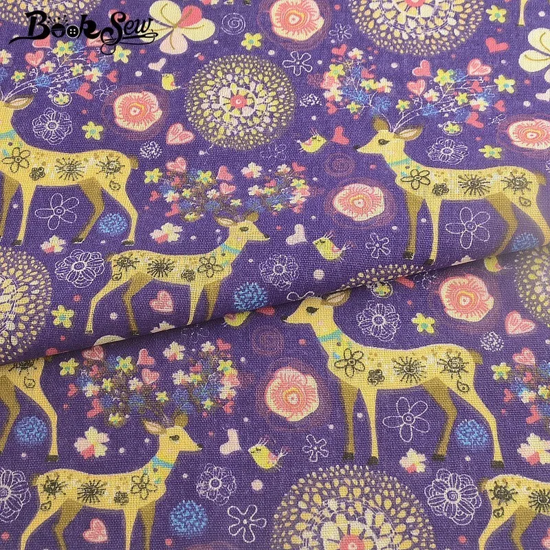 Booksew фиолетовая хлопчатобумажная льняная ткань хозяйственная с животным