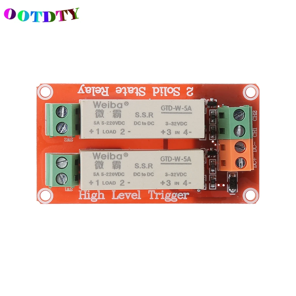 OOTDTY 2 канала SSR твердотельные реле Высокий рычаг триггера 5A 5v12v для Uno R3 APR11_10