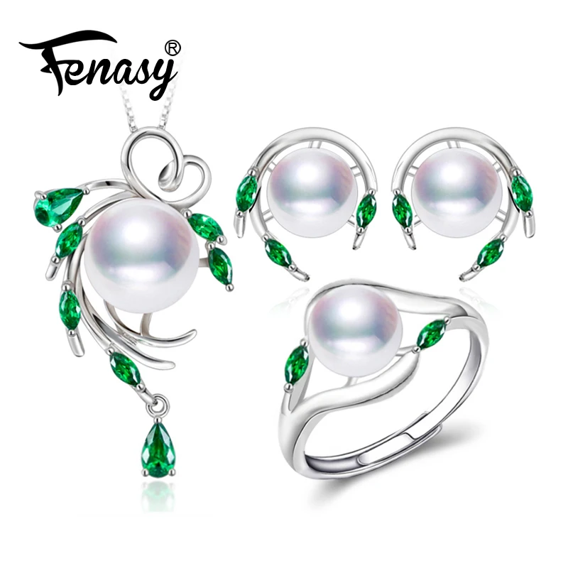 Женский комплект украшений FENASY из серебра 925 пробы с натуральным жемчугом и