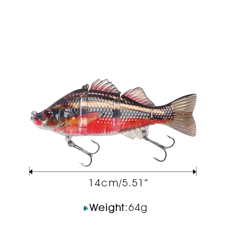 14cm 64g DONQL, 1 шт., приманка для рыбалки, искусственная приманка, 4 секции, 84 г, 21 г, 18 см, 14 см, плавающая приманка, рыболовные воблеры, кренкбейт, 3D глаза, тройные Крючки - Цвет: 14cm 64g