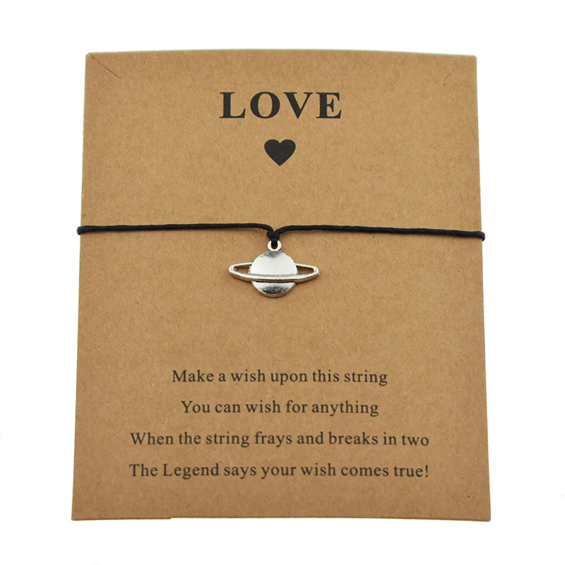 Женские браслеты с надписью Wish Love Card подарочные украшения в виде Юпитера урана