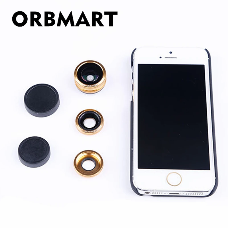 

ORBMART 3 in 1 Fisheye Lens + Wide Angle + Micro Lens Photo Kit Set For Apple iPhone 5 5C 5S 5G With Back Case