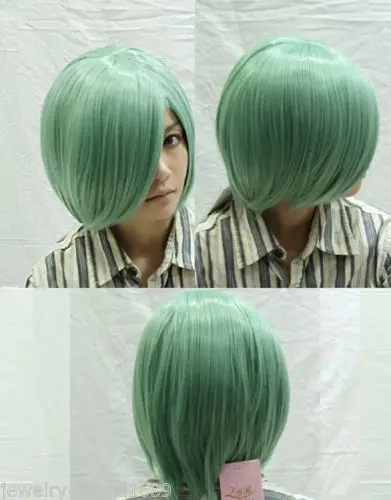 Style976 Новый Косплей Короткий Прямой Светло Зеленый женская Полный Парик|full wig|wigs
