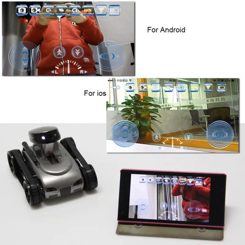 Электронный беспроводной Wi-Fi контроль rc Танк Игрушка с движущаяся камера-контроль led на iPhone/iPad/iPod