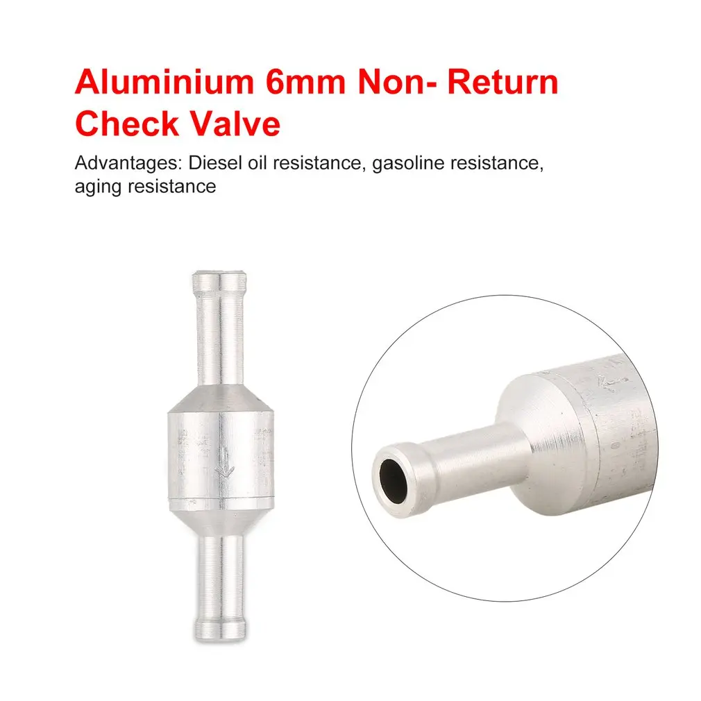 Check Valve Aluminium 6mm Fuel Non- Return Inline Vacuum Hose One Way For Automobile Vehicle Carburettor |