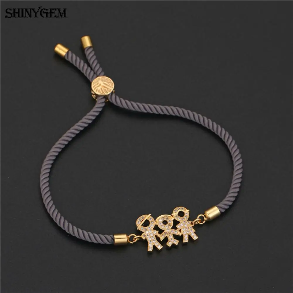 ShinyGem Happy Family регулируемые браслеты с шармами веревка