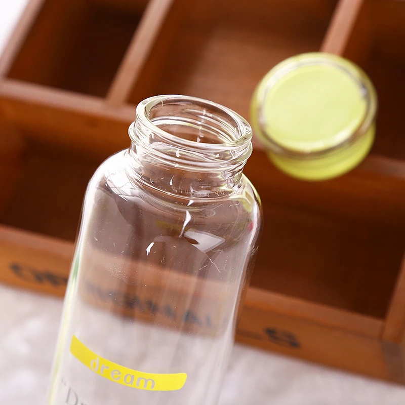 

JOUDOO 4 Colors 420ML Glass Water Bottle Brief Crystal Cover Portable Slim Bottle Of Water Eco Tour Lady Cup Wholesale 35