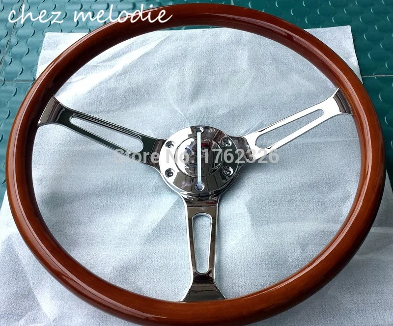 High mirrow хромированный спиц 15 ''38 см Универсальный Винтажный Классический Деревянный автобус рулевого колеса автомобиля с роговой кнопкой все ручной работы