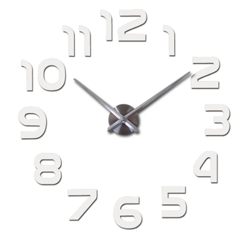 Новинка акриловое зеркало Diy настенные часы настенные наклейки Reloj De Pared Horloge большие декоративные кварцевые часы современный дизайн - Цвет: Белый