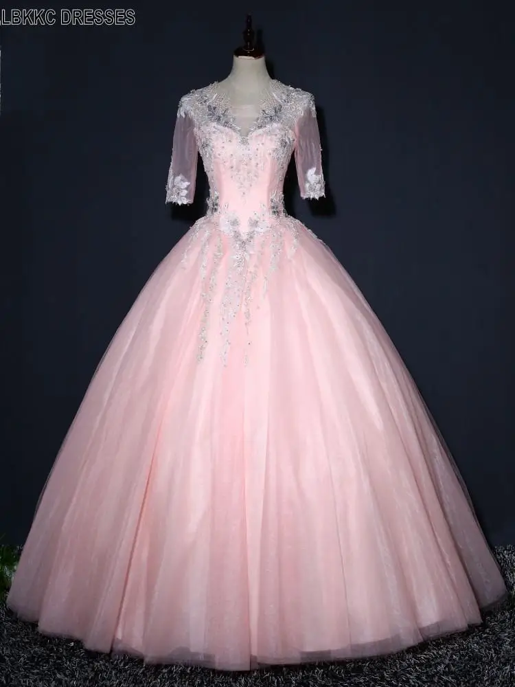 Розовое Бальное Платье с коротким рукавом платья для выпускного вечера