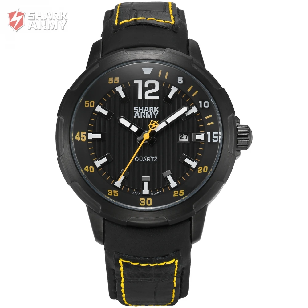 Shark Army Luxury Brand Auto Date Leather Watch Band Military Water Resistance Sport Outdoor Men Quartz Gift Box / SAW156 | Наручные часы