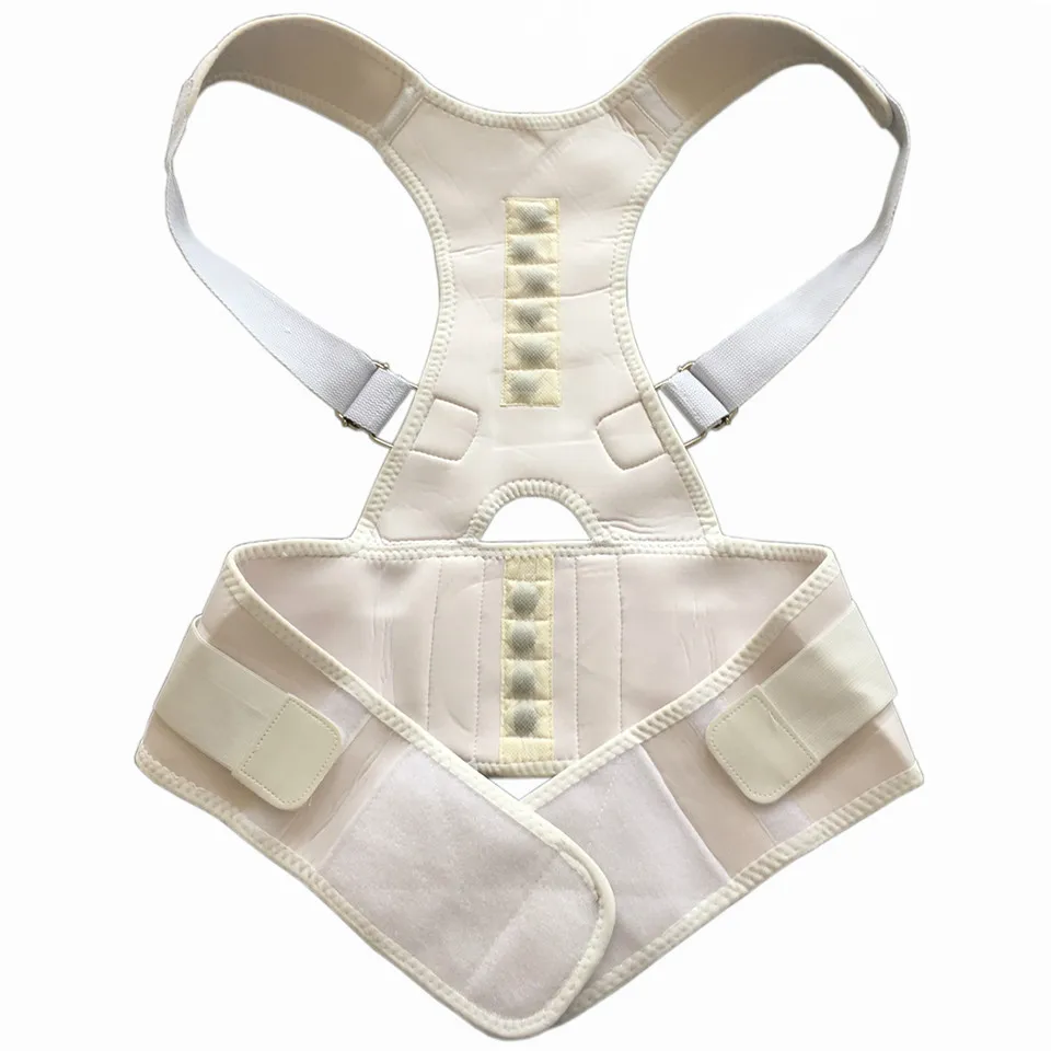 Корректирующий фиксатор осанки Регулируемый Магнит улучшает Корректор осанки фиксатор для поясничного отдела поддерживающий бандаж для верхней части спины - Цвет: Белый