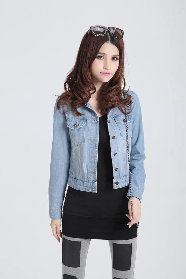 

Women casual hole short denim jacket plus size 4XL