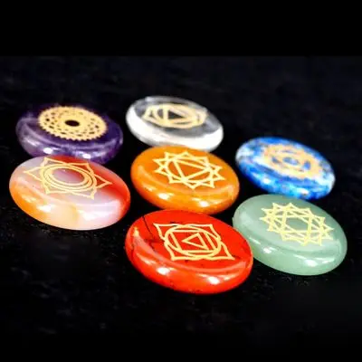 

quartz crystal agate engraved reiki symbol seven chakra energy healing stone