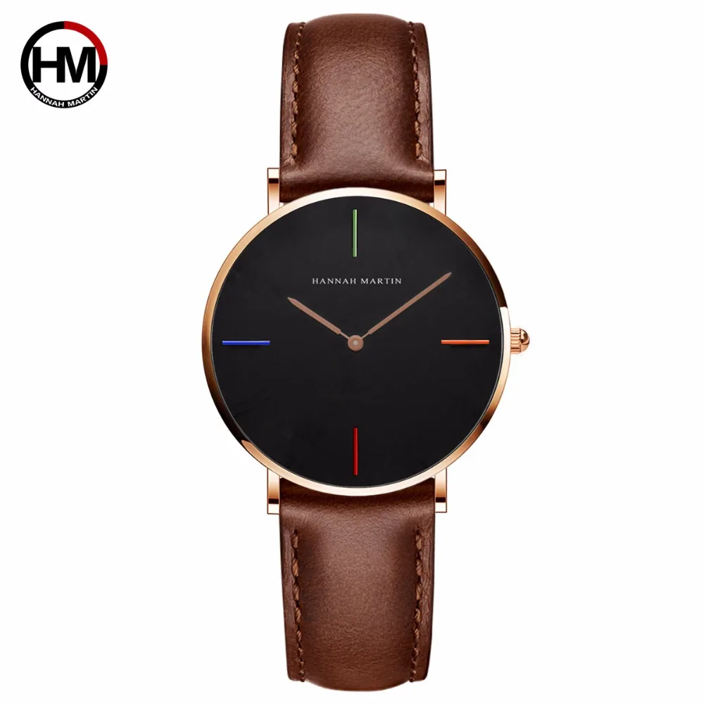 Женские кварцевые часы HANNAH MARTIN нейлоновые с кожаным ремешком аналоговые