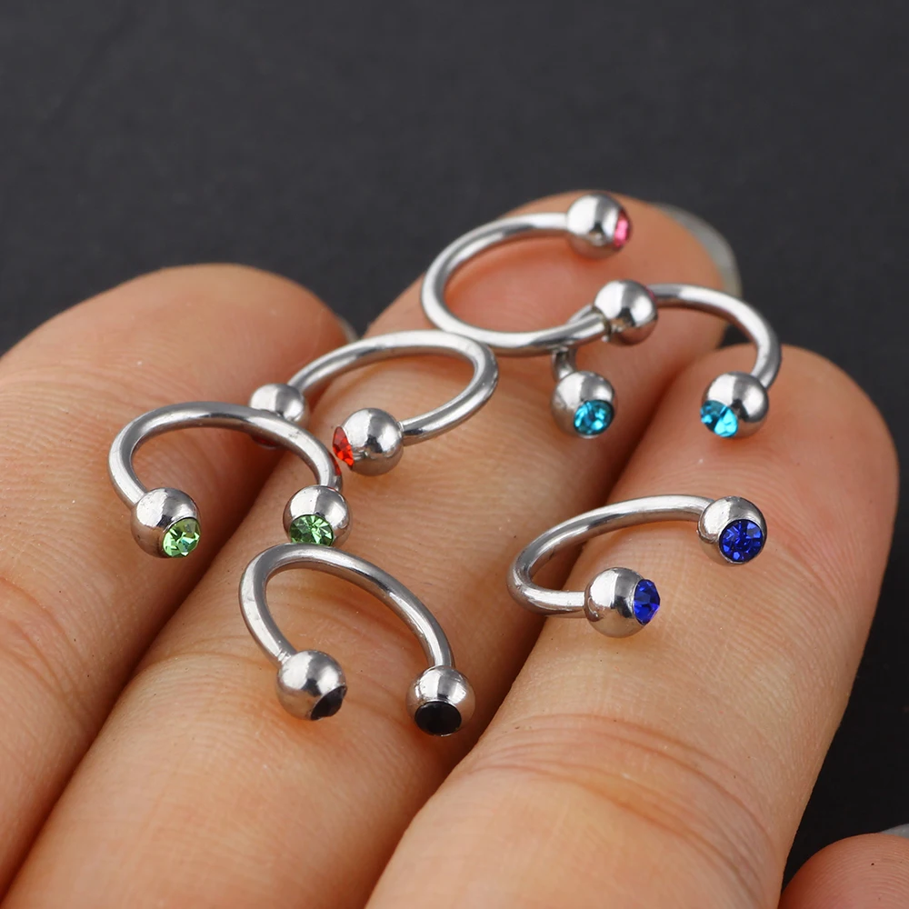 TIANCIFBYJS хирургическая сталь Подкова бар с хрустальными драгоценными шариками для