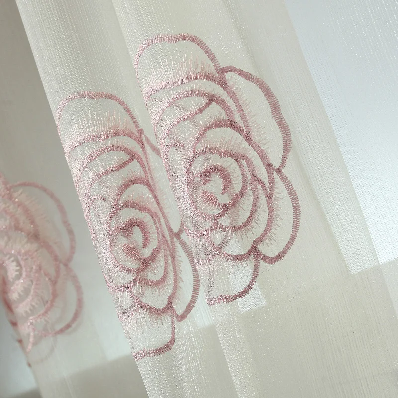 Штора из синели жаккардовой розовой розы на заказ Простая Современная Садовая