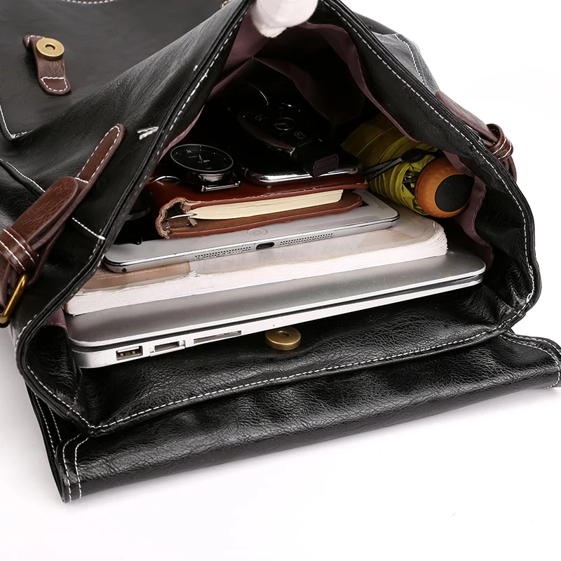 Рюкзак мужской из лакированной кожи модный дорожный Повседневный ранец для