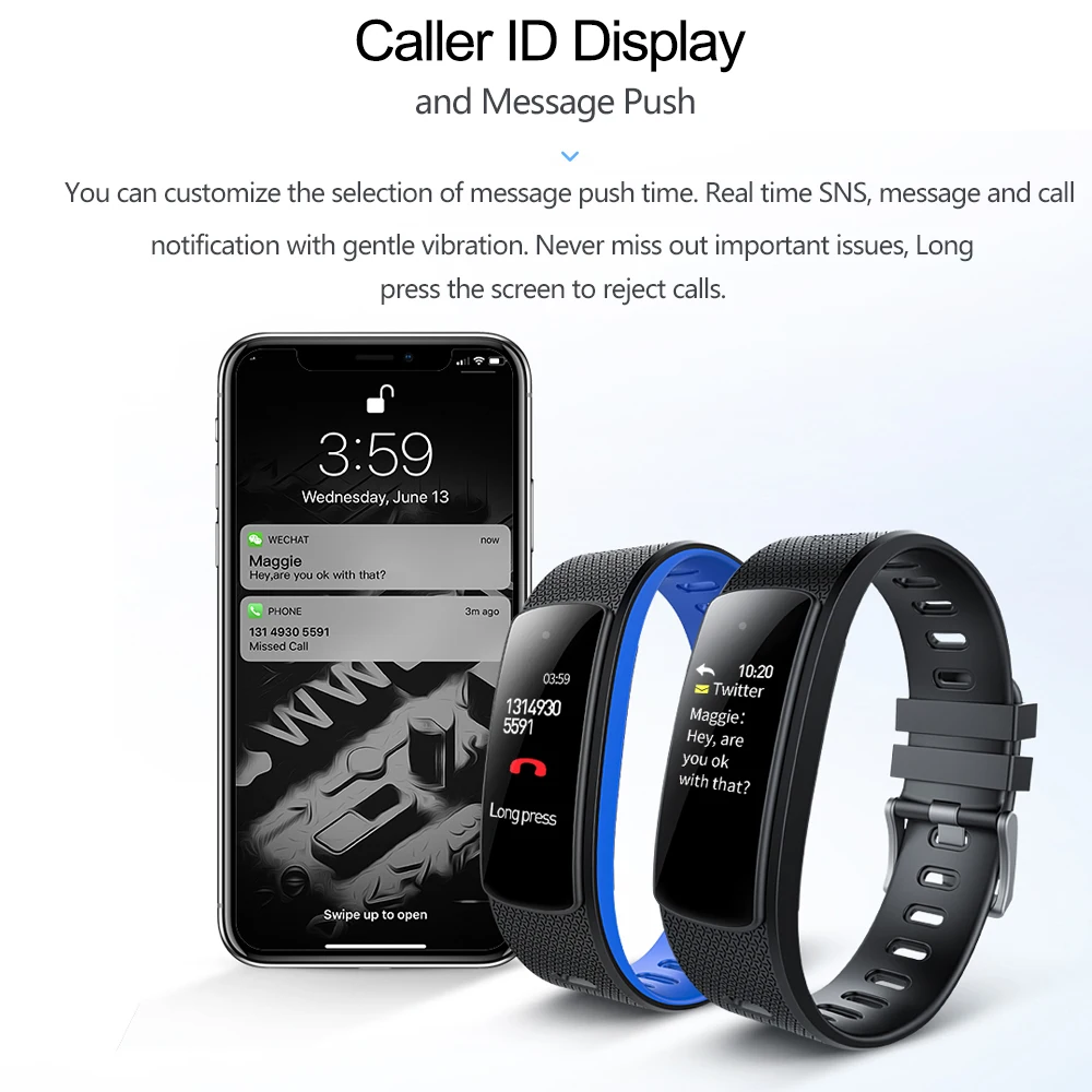 IWOWNfit I6HRC Smart Браслет Heart Rate время Фитнес браслет крови Давление трекер Band 0 96 ''OLED