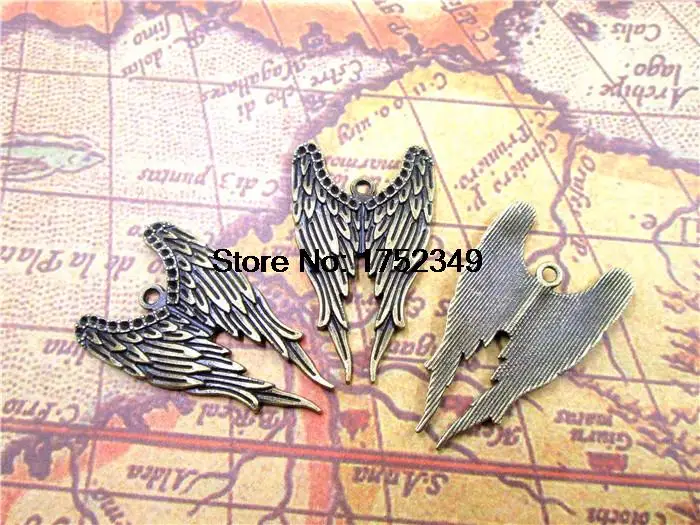 

50pcs bronze tone Supernatural Castiel Angel Wing Charm Pendants 40x22mm