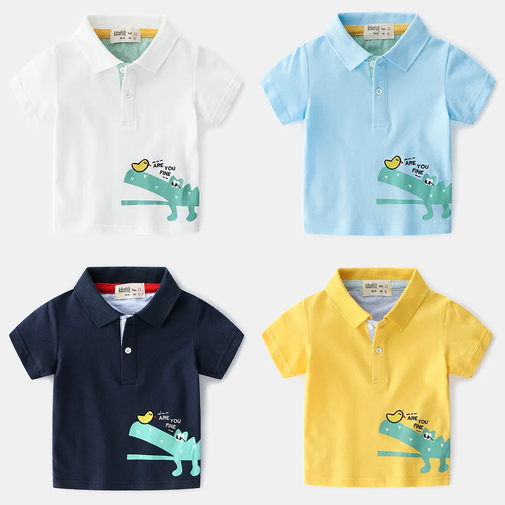 

Kids Polo Shirts Cartoon Crocodile Boy. School Clothes Short Sleeve Boys Tees And Polos Breathable Polo Shirts