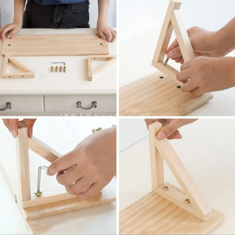 Деревянная настенная полка для хранения подвесная прямоугольная Удобная