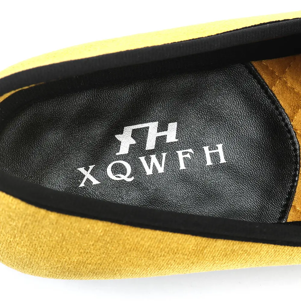 XQWFH новые золотые бархатные и золотые мужские мокасины модные вечерние свадебные Мужские модельные туфли мужские кроссовки на плоской подошве