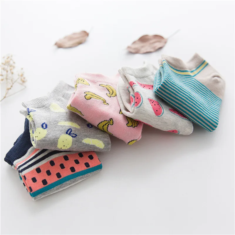 Новинка 2018 стильные женские повседневные короткие носки с фруктовым принтом 1