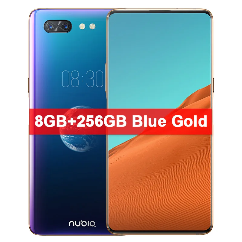 8GB 256GB BlackGold Мобильный телефон zte Nubia X 8 ГБ+ 128 Гб Snapdragon 845 Octa Core 6,26+ 5,1 дюймов двойной экран 16+ 24 Мп камера 3800 мАч отпечатков пальцев - Цвет: 8GB 256GB BlackGold