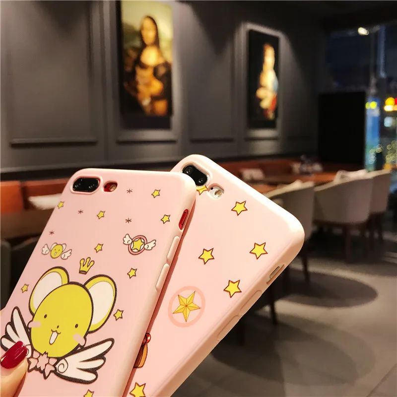 Чехол с принтом "Сейлор Мун"+ Защитная пленка для экрана для iphone 8 plus милый мультяшный розовый мягкий чехол для девочки для iphone 7 plus 6 6s стеклянная пленка чехол