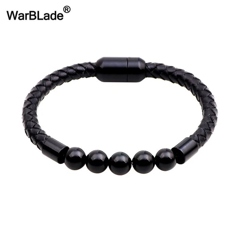 4 WarBLade 7 Исцеление чакры в рейки браслет из натурального камня бусины Браслеты плетеная натуральная кожа браслеты для мужчин и женщин - Окраска металла: 4