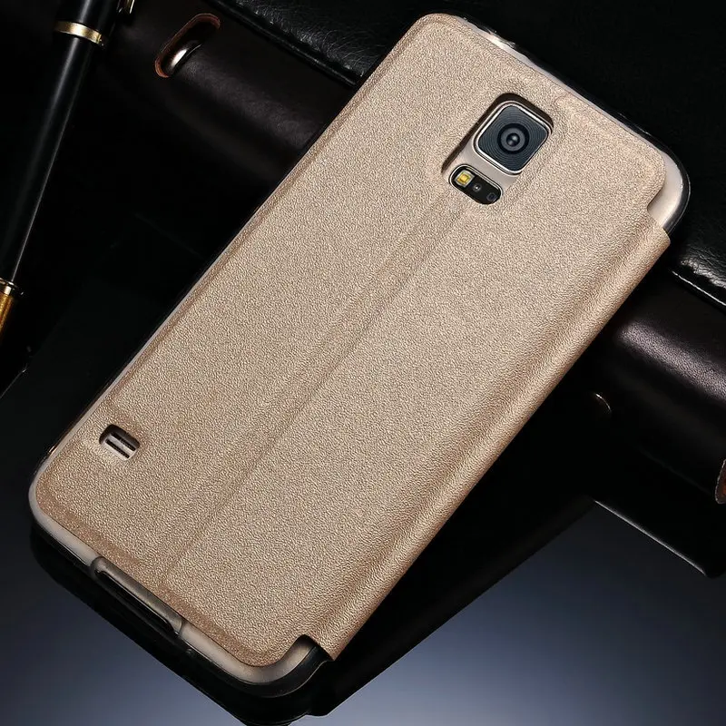 Кожаный чехол-книжка TANZ с окошком для обзора samsung Galaxy S5 S4 G530 со скользящей