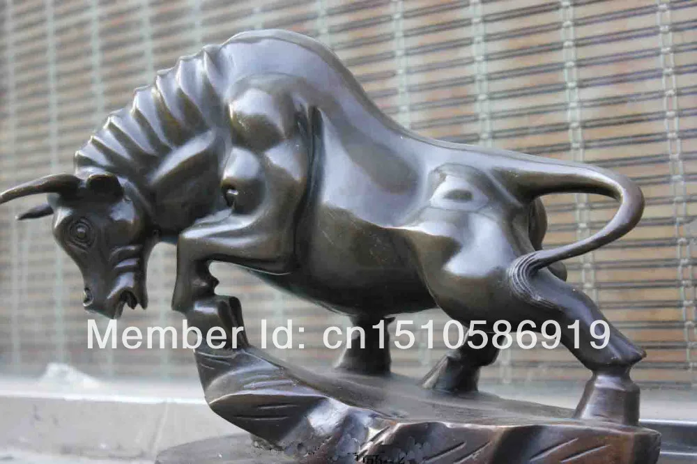 Подписная Изысканная Бронзовая статуя с мраморной основой бой быков