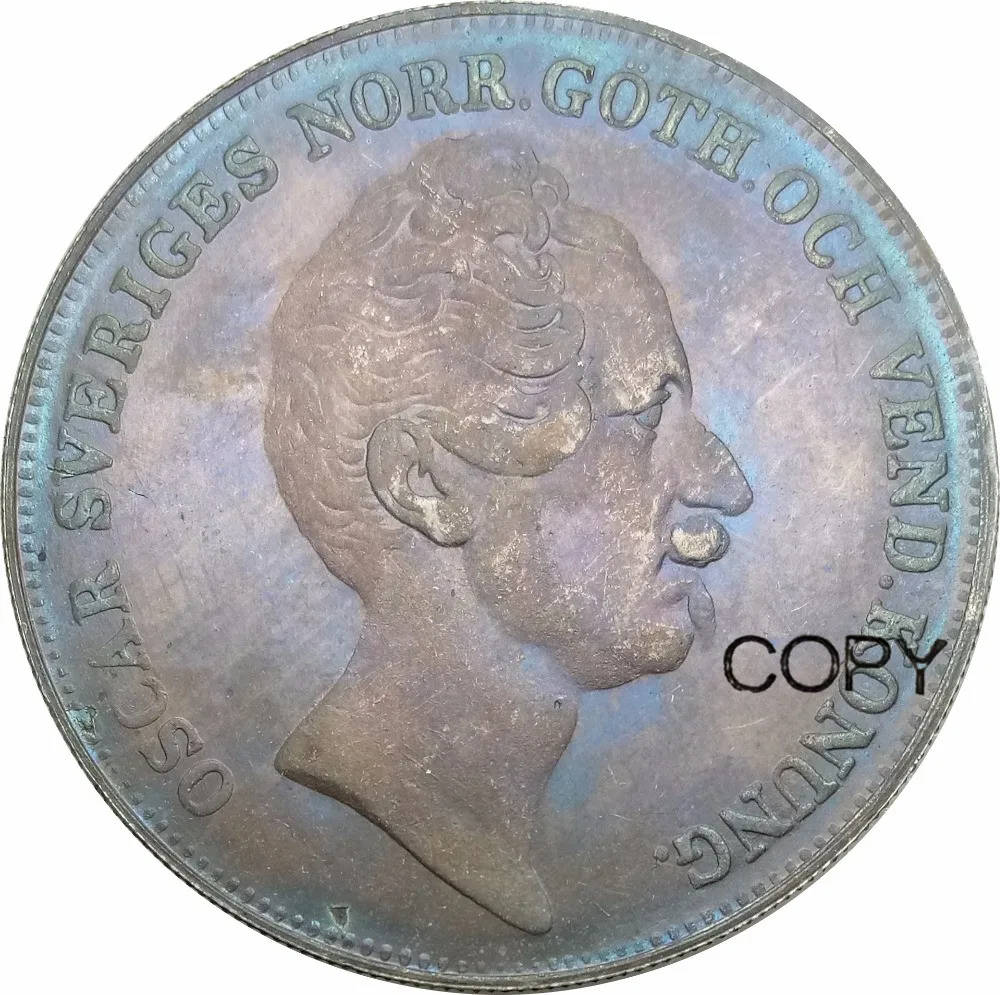 Швеция 1 Riksdaler Specie Оскар I маленькая голова 1846 AG 90% серебряные копии монет|coin coins|coin