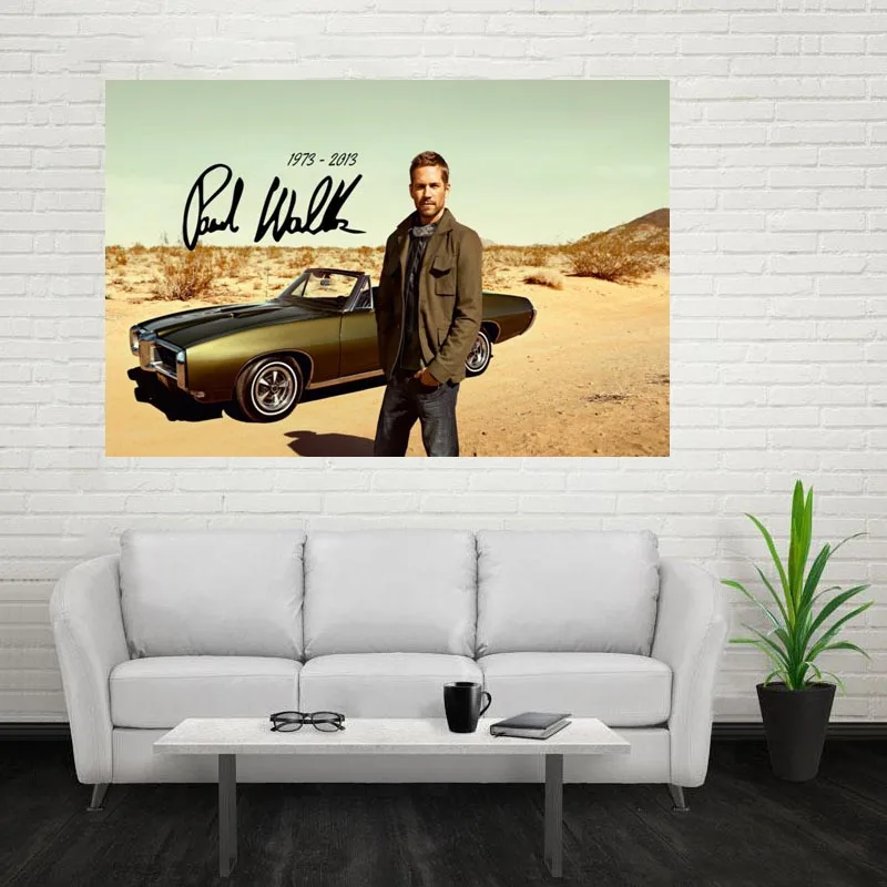 Обычный атласный постер Nice Paul Walker тканевый настенный с принтом из шелковой ткани