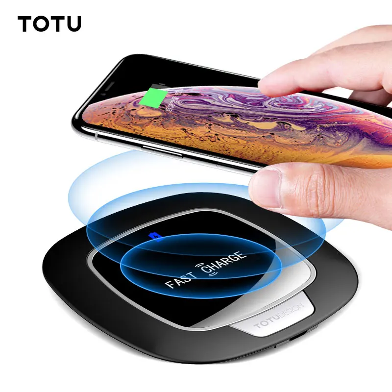 Totu закаленное стекло Qi Беспроводное зарядное устройство для iPhone X 8 Plus 10 Вт