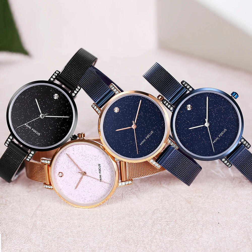 Часы наручные женские кварцевые модные деловые голубые Роскошные с изображением