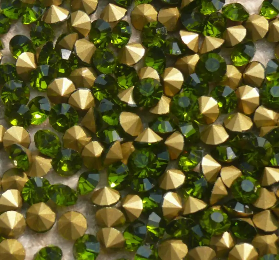 Свободные оливково-зеленые Стразы с заостренным носком и стразами для рукоделия