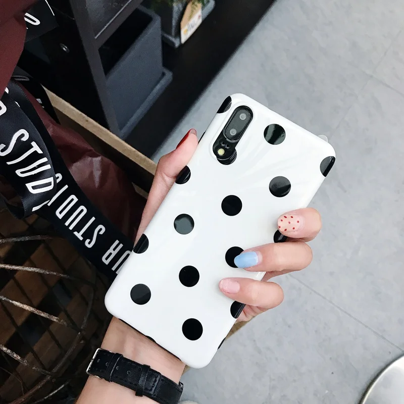 Fashion Polka Dots Case For Huawei P30 Pro P20 Lite Mate 20 Honor 10 V20 Nova 3i 3 4 P Smart Plus Black White Soft TPU Cover |