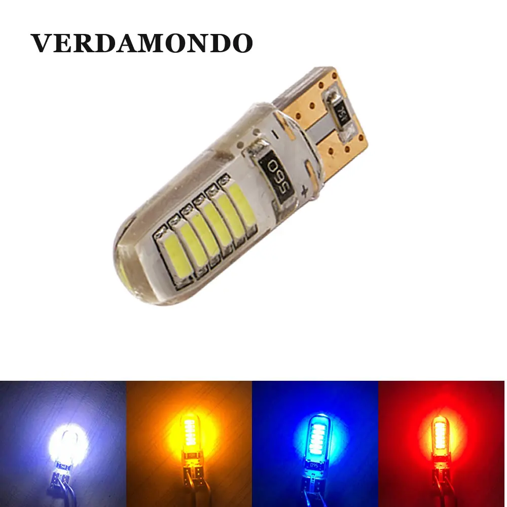 T10 W5W 194 4014 12 SMD чип светодиодный Клин для лампочек силикагель светильник номерного