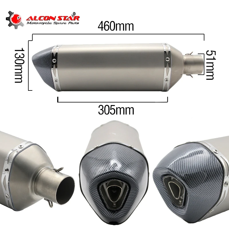 

Alconstar- 51mm Motocross Universal Motorcycle Exhaust Modified Scooter Exhaust Muffler with DB Killer For Most Motor ATV Z750