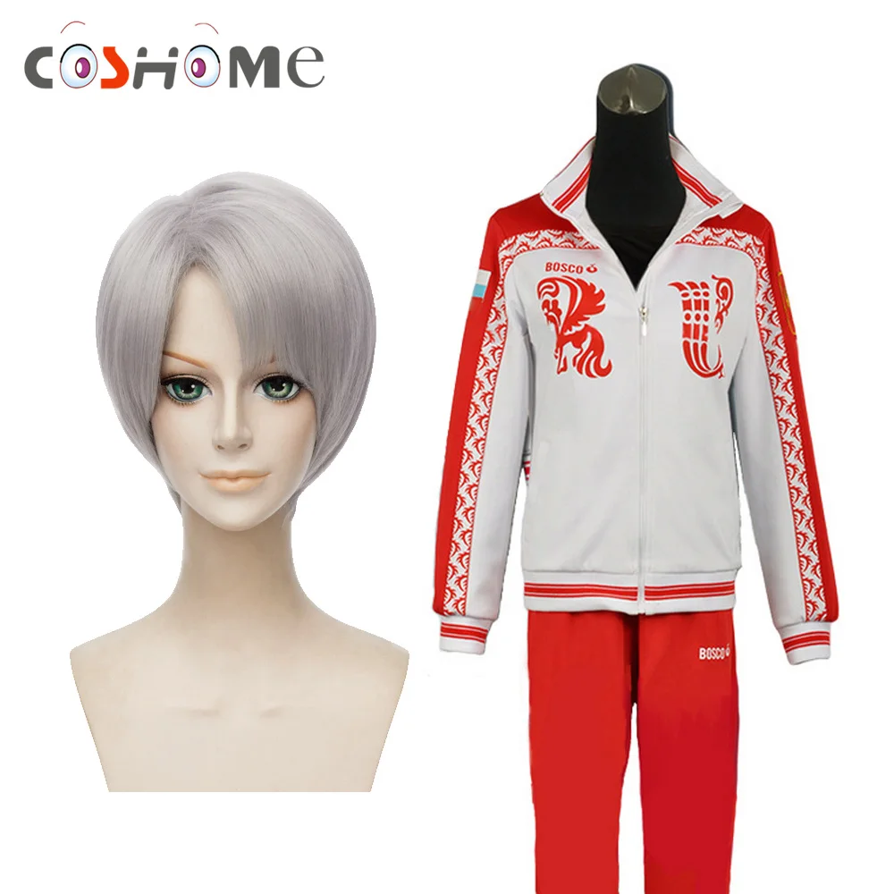 Coshome Yuri on Ice Косплей парики костюмы Спортивная одежда Victor Nikiforov красная куртка