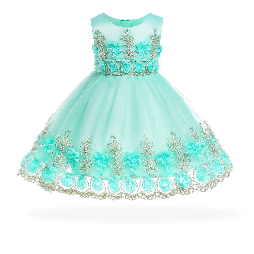 Платье принцессы для маленьких девочек Цвет: пряжа платье с цветочным узором